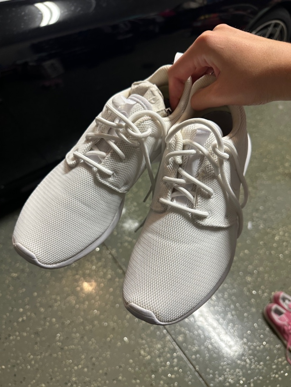 Nike Women's All-White Knit Lace-Up Athletic Sneakers